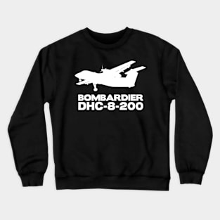 Bombardier Dash 8-200 Silhouette Print (White) Crewneck Sweatshirt